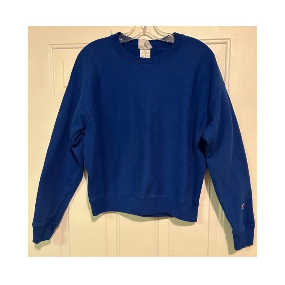 Vintage Champion Reverse Weave Size M Crew Neck 90's Sweatshirt Blue Long Sleeve